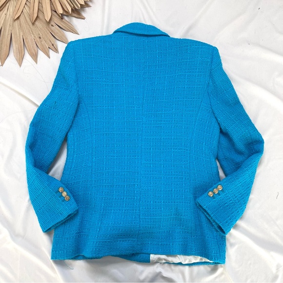 Zara Double Breasted Textured Blue Teal Turquoise Button Front Blazer Jacket XL - Picture 5 of 6